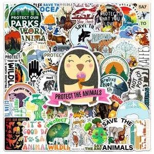 Animal Protection Graffiti Stickers Waterproof PVC Cartoon Environmental Slogans Decals For Skateboard Luggage Laptop