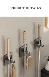 Edelstahl Mopp Wandhalterung Wischmopp Halterung Detail Ansicht in modernem Badezimmer Design.
