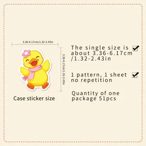 Cute duck waterproof stickers 51pcs pack aesthetic decorative stickers for phone case.