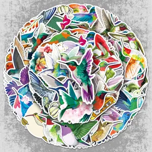 Watercolor Hummingbird Waterproof Stickers Aesthetic Vinyl Decals For Laptop Water Bottle Luggage Scrapbook Craft Supplies