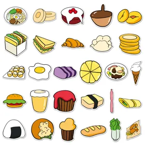 Simpatici adesivi di cibo a cartoni animati per diario valigia impermeabile decorativi
