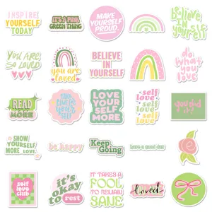 50pcs Danish pastel aesthetic motivational English stickers for water bottle laptop phone case