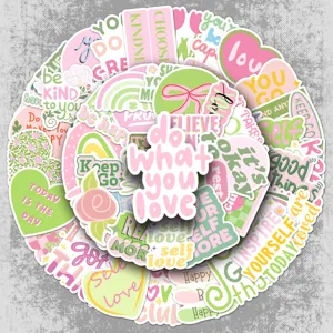 Inspirational English Graffiti Stickers Aesthetic Cute Waterproof PVC Decals For Water Bottle Notebook Decor