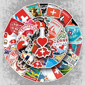 Zwitserse Reizen Landschap Waterdichte PVC Decoratieve Stickers Voor Bagage Laptop Skateboard Dagboek Notitieboek Ambacht