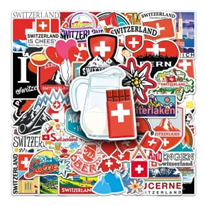 50 Stuks Zwitserland Reizen Stickers Waterdichte Vinyl Decals voor Laptop Koffer