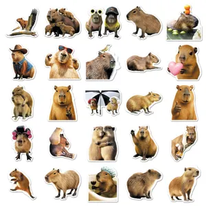 Cute capybara waterproof stickers, funny animal decal pack for water bottles and laptops.