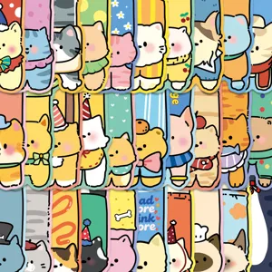 Original cute cat and dog shaped paper bookmarks set, funny animal page clips for books.