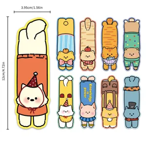 Cute cat and dog shaped paper bookmarks set, original animal design page markers for reading.