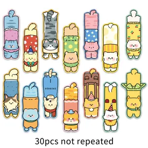 30pcs cute cartoon cat and dog shaped paper bookmarks set, funny animal book markers for kids.