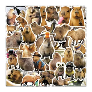 50pcs realistic capybara stickers cute waterproof vinyl decal for water bottle laptop case