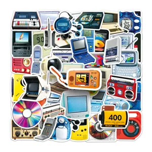 50pcs pegatinas retro tech dispositivos electrónicos vintage impermeables botella