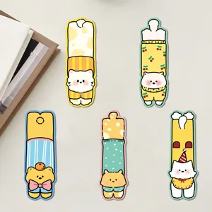 Cute cartoon cat and dog shaped paper bookmarks set for reading, cute animal book clips.