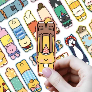 Cute cartoon cat and dog shaped paper bookmarks set, 30pcs creative reading page markers.