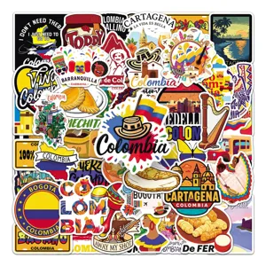 50 Pcs Colombia Travel Stickers Waterproof Decals for Luggage Laptop Guitar Water Bottle
