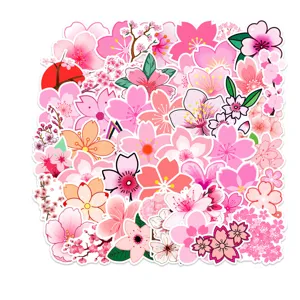 50pz Adesivi Fiori di Ciliegio Rosa Carini Impermeabili DIY per Custodia Telefono