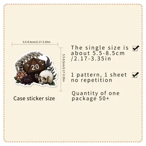 Gothic D20 Dice Skull Sticker Pack 50pcs Waterproof Vinyl Decals for Laptop Luggage Case