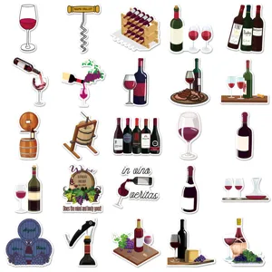 Wine sticker pack vinyl waterproof decorative decals for water bottles luggage skateboard 50pcs