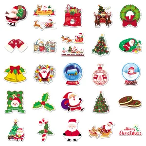 Christmas sticker details, cute Santa Claus and tree patterns, waterproof decorative decals.