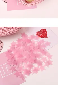 Glow in the dark star wall stickers pink luminous fluorescent 3D room decor for kids bedroom