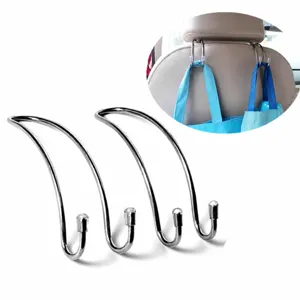 Roestvrij Staal Auto Stoel Haak Achterkant Hanger Organizer voor Handtassen 2 Stuks