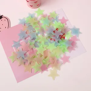 Glow in the dark star wall stickers for kids bedroom 3D luminous pastel room decor.
