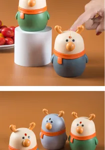 Creative press-type automatic toothpick dispenser with cute deer design and scarf.