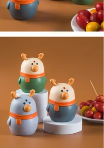 Cute cartoon deer press-type toothpick dispenser container detail view Nordic home decor accessory