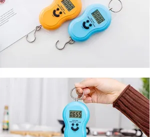 Portable electronic hanging scale with hook, high precision 50kg digital luggage scale.