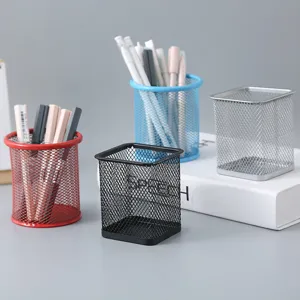 Creative Metal Mesh Pen Holder Desktop Office Storage Organizer Multifunctional Pencil Stand Container School Supplies