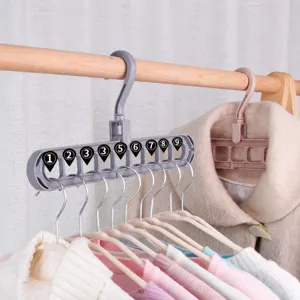 Multifunctionele 9-in-1 kledinghanger ruimtebesparende plastic magische hanger kast