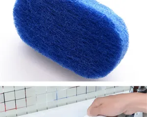 Esponja de limpieza azul para azulejos de baño y cocina, estropajo resistente para eliminar manchas.