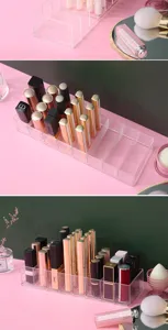Organizador de pintalabios de acrílico transparente expositor maquillaje caja detalle
