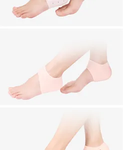Silicone heel socks for dry cracked feet moisturizing protector guards pink 1 pair breathable