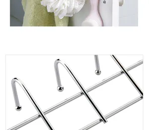 Stainless steel over cabinet door five hook organizer kitchen hanging storage metal rack