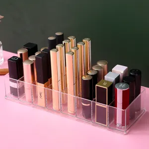 Organizador de Maquillaje de Acrílico Transparente 8 Rejillas Caja de Almacenamiento de Pintalabios