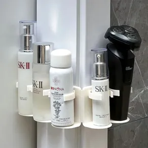 Etagere d'angle murale 5 en 1 organiseur de cosmetiques sans percement pour salle de bain