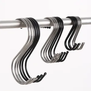 Stainless steel S hooks heavy duty metal hanging hooks for kitchen and wardrobe rack