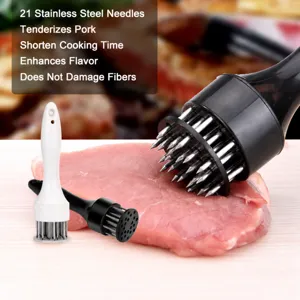 Outil d'attrisseur de viande en acier inoxydable avec 21 aiguilles pour steak tendre et cuisine.