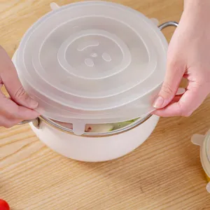 Multi-functional stretch silicone food lid set, transparent kitchen bowl cover for fresh keeping.