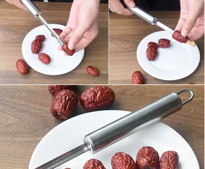 Stainless steel red date pitter core remover kitchen tool for hawthorn fruit detail view