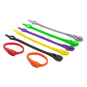 Set de cordones elásticos de silicona coloridos, vista plana que muestra varios tonos vivos.