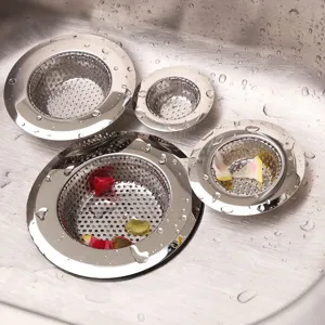 Stainless steel sink strainer mesh basket set wide rim drain filter for kitchen.