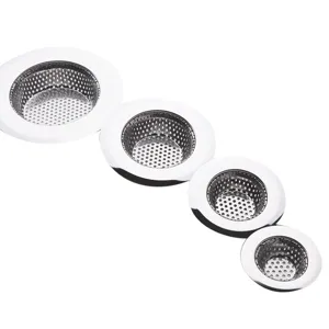 Stainless Steel Sink Strainer Wide Rim Round Mesh Anti-Clogging Kitchen Bathroom Drain Filter Set