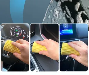 PVA cleaning sponge yellow wavy design multi-functional tool for car interior and home use