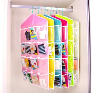 Multi-Fach Hängeaufbewahrungstasche Transparent Visuell Schrank Organizer Kleiderschrank Über Tür Wandtasche Für Unterwäsche