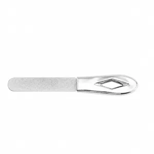 Stainless steel double-sided nail file with hollow handle, durable manicure tool 9.2cm.