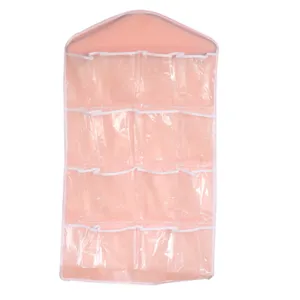 Rosa 16-Fächer Hängeorganizer für Kleiderschrank, Socken und Unterwäsche Aufbewahrung.