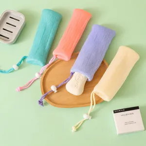 Exfoliating Soap Saver Pouch Mesh Soap Bag Foaming Net With Drawstring For Cleansing Face Shower Bath Body Care Cleaning Tool