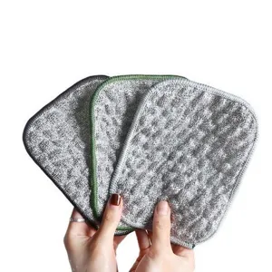 Silver wire dishcloth double layer non stick oil scouring pad cleaning rag for kitchen