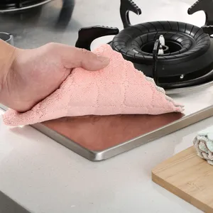 Thickened coral fleece cleaning cloth for kitchen, highly absorbent dish towel and wiping rag.